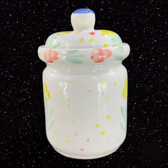 Padware Ceramic Canister Kitchen Storage Box With Painted Flowers W Lid Vintage - Picture 8 of 12